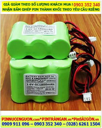 Pin đèn Exit thoát hiểm 3.6v-SC1800mAh, Pin đèn Sự cố khẩn cấp 3.6v-SC1800mAh, Pin sạc 3.6v-SC1800mAh
